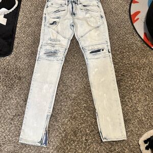 PacSun Men's Light Blue Distressed Skinny Jeans